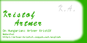 kristof artner business card